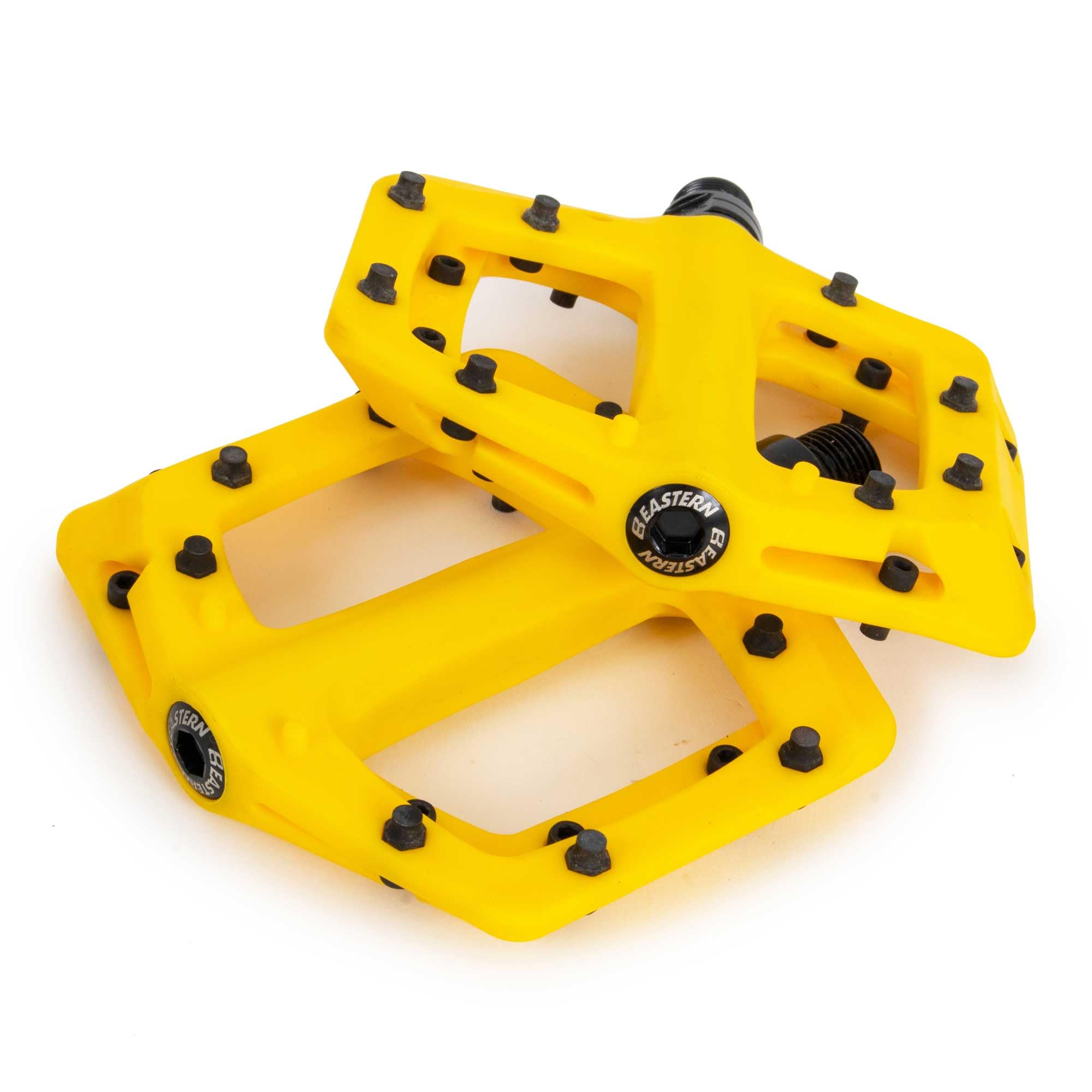 Eastern Nylon Linx Pedals 9/16 - Lightweight, High-Grip MTB & BMX Pedals with Removable Metal Pins, Chromoly Axle for BMX, MTB, Road & Kids Bikes - Yellow