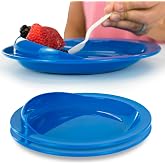 Vive Spill-Proof Scoop Plate, 9" (2 Pack) - Dish with Wall for Disabled | Handicapped, Elderly Adults with Special Needs from Parkinsons, Dementia, Stroke, Tremors with - Non Skid Padded Bottom