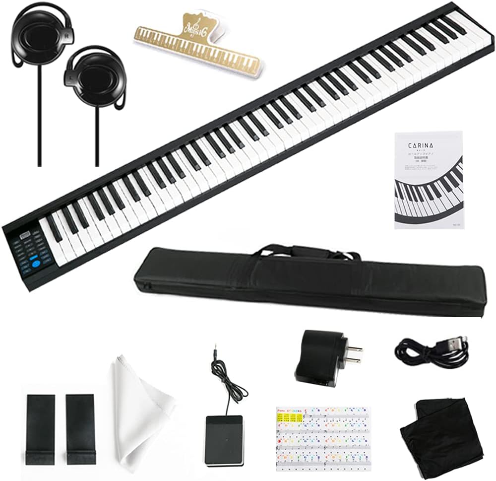 Amazon Carina 電子ピアノ 鍵盤 21年3月最新版 コンパクト 軽量 スリムデザイン ワイヤレスmidi対応 ペダル ソフトケース 譜面台 練習用イヤホン 鍵盤シール付き Pl保険加入済み ピアノ キーボード 楽器