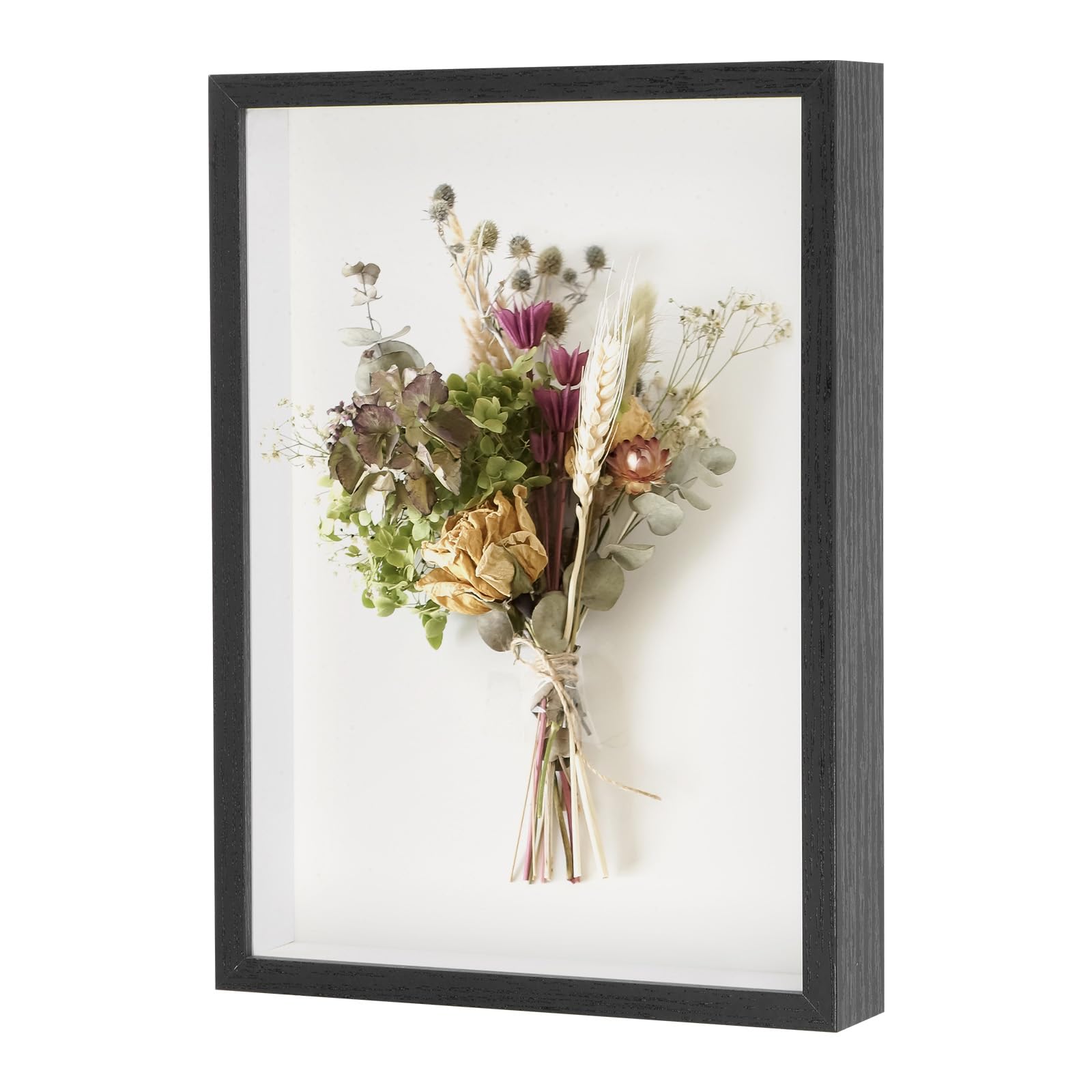 M METERXITY Shadow Box Frame, 8 x 12 Inch Wooden Dried Flower Photo Frame Deep Box Frame Shadow Boxes for Flower/Tickets/DIY Craft, Display Frame Shadow Box [1.18 Inch Deep, Black]