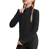 Zaclotre Girls Zip Up Athletic Jacket Lightweight Jackets Kids Sweatshirts | Girls Fall Jacket with Thumb Holes, Curved Hemline, Long Sleeve Horse Riding Shirts，Kids Workout Tops