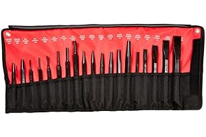 Mayhew Tools 61019 Punch and Chisel Set, 19-Piece, Black Oxide Finish
