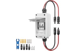 Pjerjzn 20A Solar Panel Disconnect Switch 400V DC/AC Solar Shut Off Switch 2 Poles Outdoor DC Miniature Circuit Breaker Box, IP65 Waterproof UV-Proof for Solar PV Home (20 Amp)