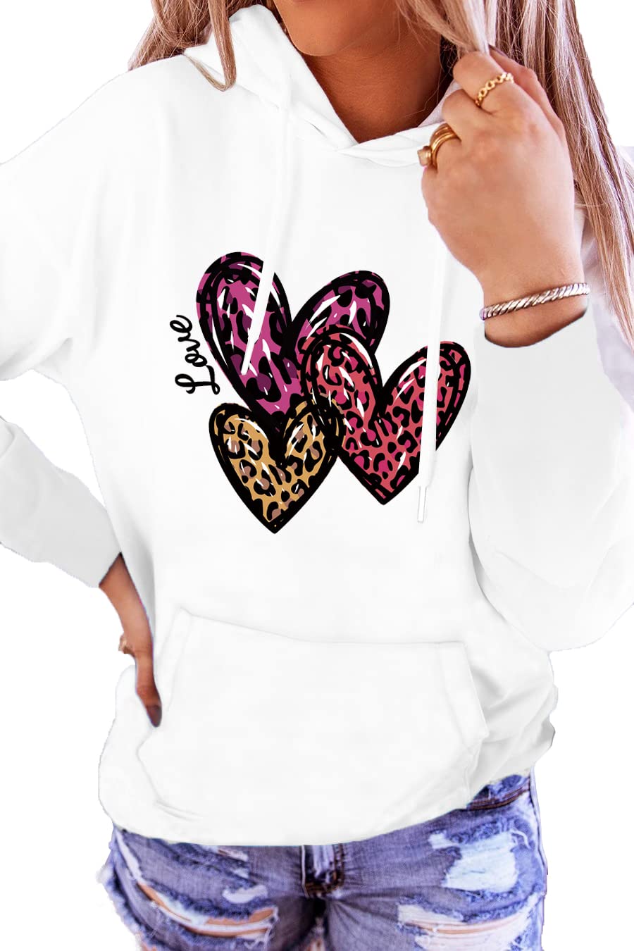 HVEPUO Women's Cute Casual Valentine's Day Leopard