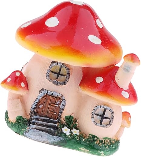 Amazon キノコ 妖精の家の像 ミニチュアの妖精の庭 テラリウム 置物 屋外 屋内 ホーム 庭の装飾 ６サイズ選び 赤 1 置物 オブジェ オンライン通販