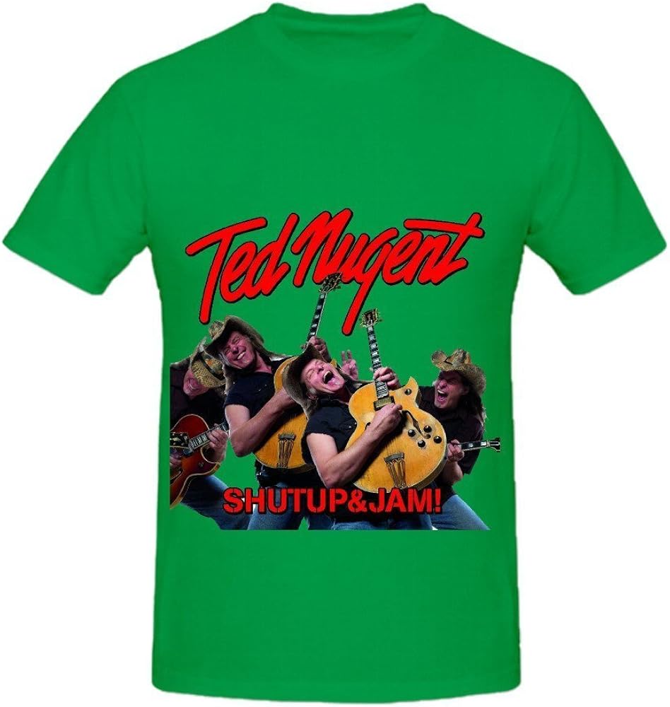 Ted Nugent ShutUp and Jam Tour 80s Mens Crew Neck Custom T Shirts