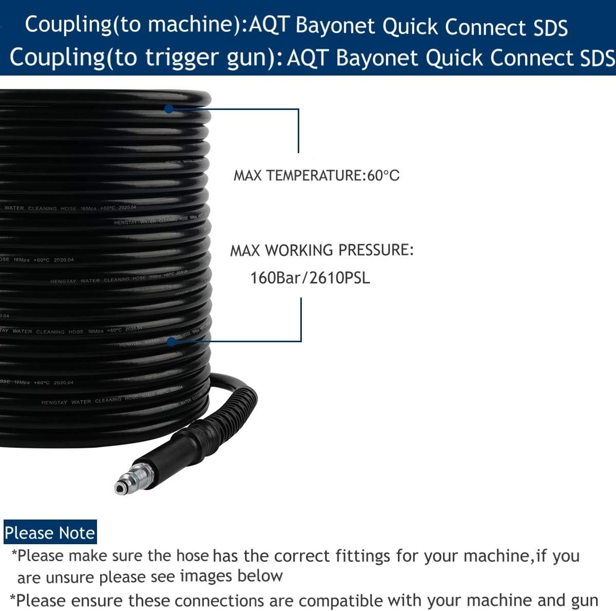 DERASL 6M High Pressure Hose with Quick Connectors, Black - Image 3