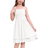 ODIZLI Kids Girls Sleeveless Double Layered Ruffle A-line Dress Sundress Casual Dress for Holiday Party Back to School Summer