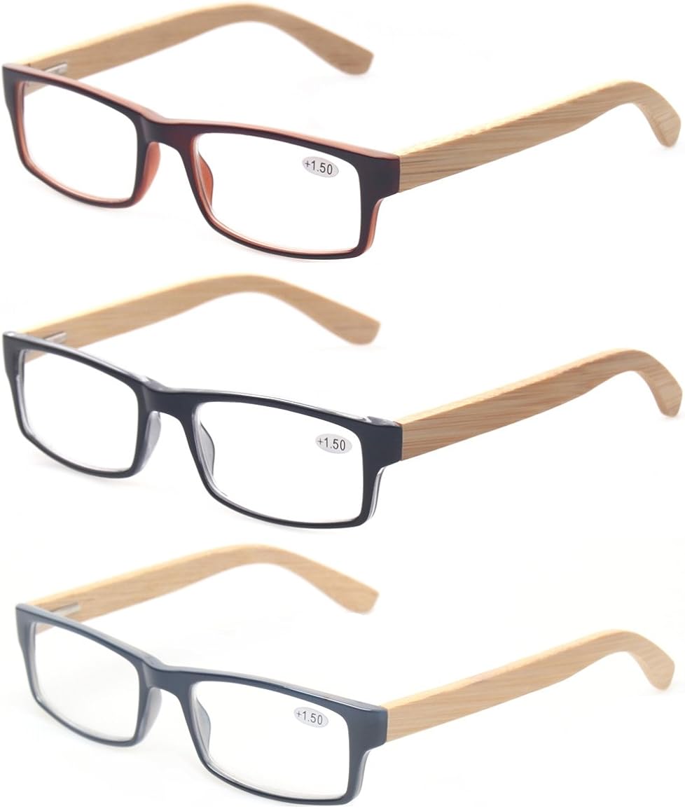 Kerecsen Bamboo Temple Reading Glasses Rectangular Glasses