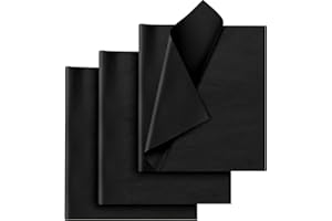 HLONON 50 Sheets Black Tissue Paper for Gift Bags - Black Wrapping Tissue Paper Bulk for Weddings Birthday DIY Project Halloween Christmas Gift Wrapping Crafts Decor (14 x 20 Inch)