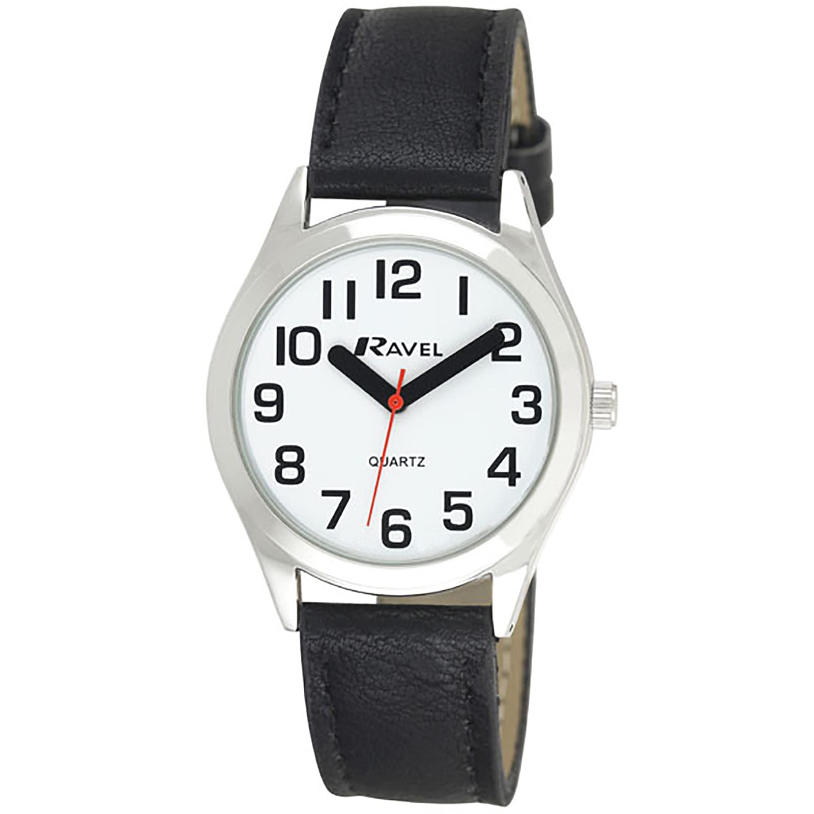 Ravel Unisex Super Bold Sight Aid Watch with Big Numbers - Black/Silver Tone/White Dial — image 1