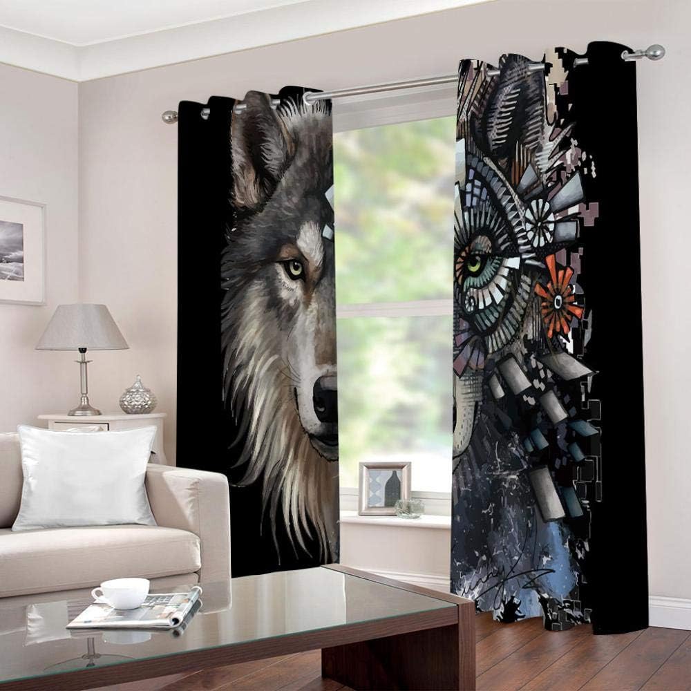 Giunuak 3D Verdunkelungsvorhang Abstrakter Wolf,3D-Gedruckte Vorhänge