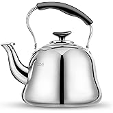 Tea Kettle Stovetop Whistling Teakettle ClassicTeapot Stainless Steel Tea Pots for Stove Top with Heat-Resistant Folding Hand