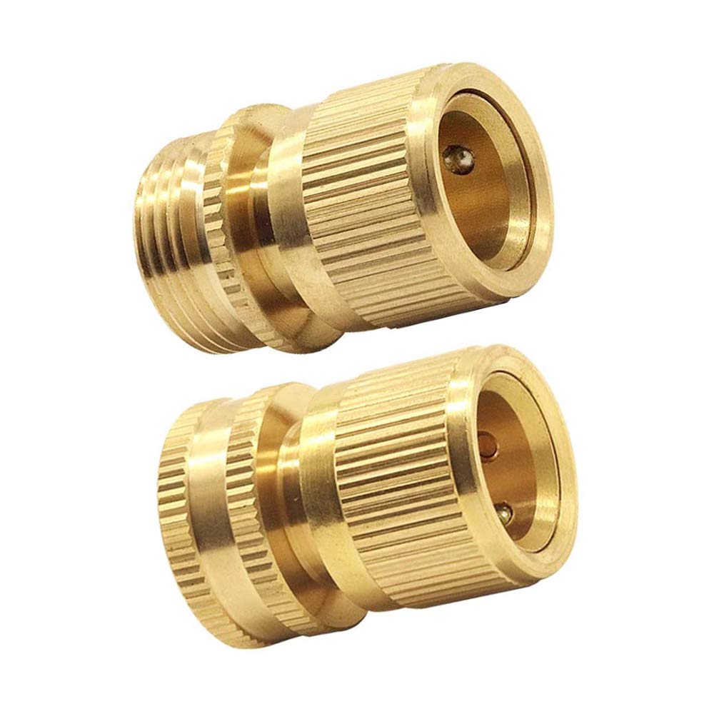 Tesmotor Garden Hose 3/4 inch Female & Male Quick Connector, Water Hose End Brass Connector Fitting（1 pair）
