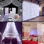 ZSTBT Linkable 304LED 9.84ft9.84ft/3m3m Window Curtain String Lights Icicle Fairy Lights Party Wedding Home Patio Lawn Garden Decorations (White)