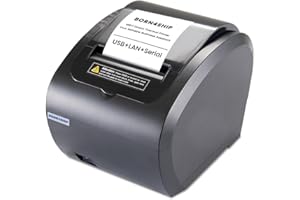 BORN4SHIP 80mm Receipt Printer - Thermal Receipt Printer Easy to Connect, Compatible with Windows/Mac/Linux, Supports USB Serial Ethernet Interface, 260mm/s Low Noise Printing, for ESC/POS (No Square)