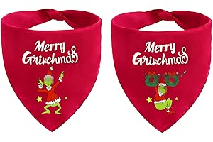 Red Christmas Dog Bandana - Festive Cotton Holiday Scarf for Puppies and Dogs