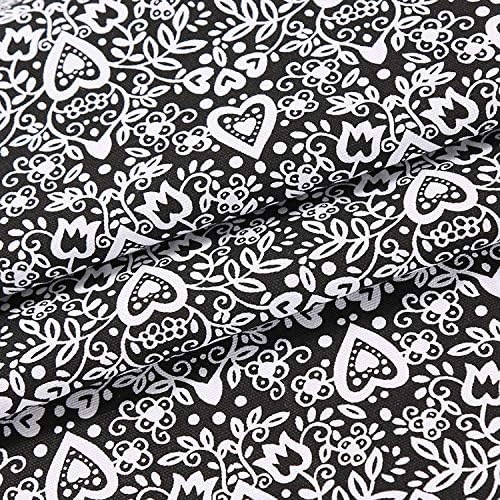 Sheicon Cotton Heavy Canvas Fabric Printed Tablecloth Sofa Covers Sewing DIY Material by The Metre 100x150cm (39"x59") Color Heart Size 1 metre