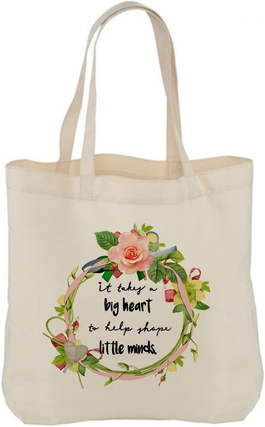Hiros® It takes a big heart to help shape little minds Teacher tote bag, Thank you gift End of Term Teacher Gift Appreciation Thank you Teacher Gift.