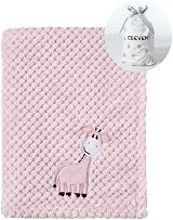CREVENT 75cm x 100cm Cute Fluffy Baby Blanket Pink Giraffe