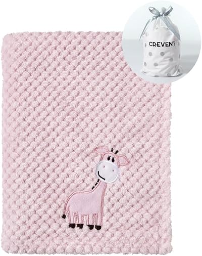 CREVENT 75cm x 100cm Cute Fluffy Baby Blanket Pink Giraffe
