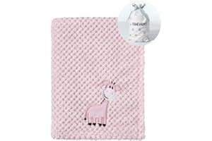 CREVENT 30''X40'' Cute Cozy Fluffy Warm Baby Blanket for Girls Infants Toddlers' Bedding Crib Cot Stroller, Baby Shower Birthday Newborn's Gift Pink- Baby Giraffe