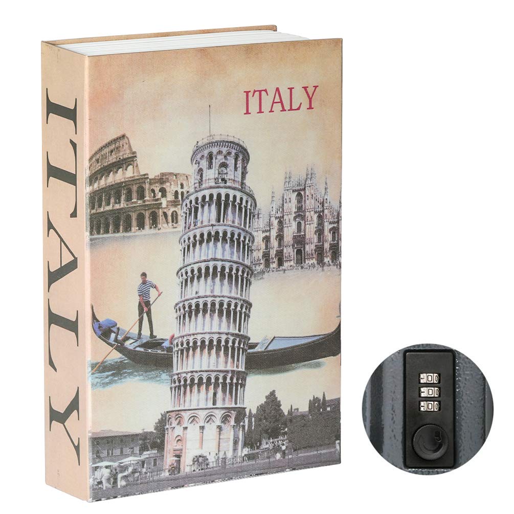Parrency Diversion Book Safe with Combination Lock, Secrect Hidden Safe Lock Box Large, Medium, Italy, 9 1/2" x 6" x 1 1/3", SBH-M007