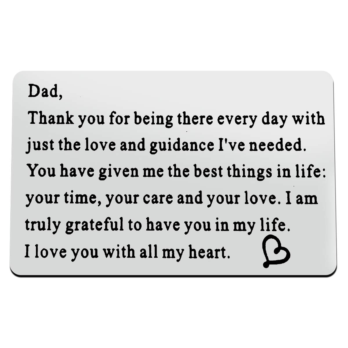 Engraved Wallet Insert Card for Dad Father Papa, Father's Day Gift Thank You Dad Gift, Dad Birthday Gift Ideas, Best Dad Gift for Christmas Thanksgiving, I Love You Dad Gift from Daughter Son