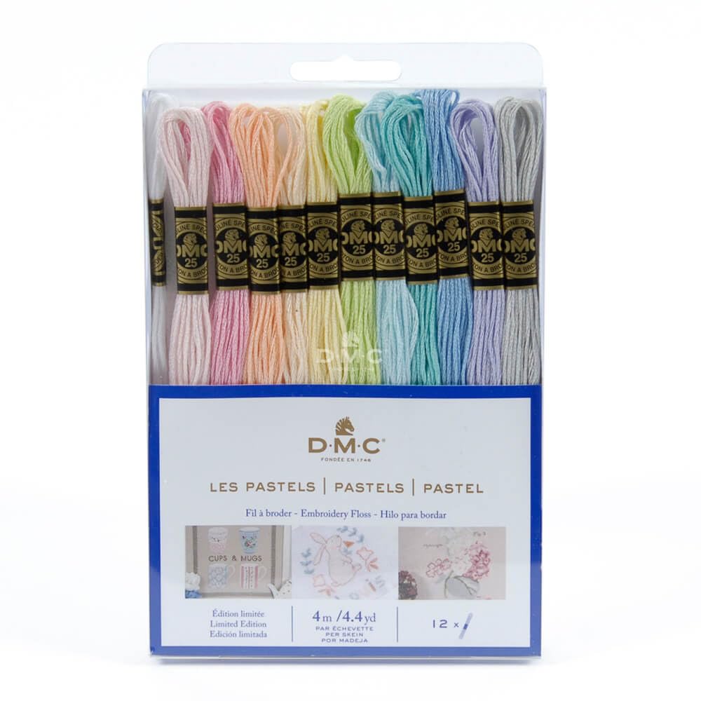 DMC - Assortment of Mouliné Special Stranded 117MC Threads - Pastel Colours, 100% Cotton - 12 Skeins of 4 Metres | Embroidery Thread, Ideal Cross Stitch, Brazilian Bracelet, DIY Crafts