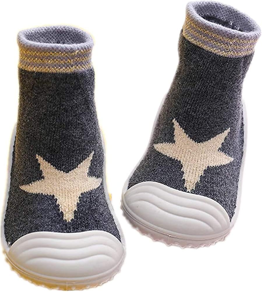  | HOWELL Baby Toddler Sock Shoes Infant Soft Rubber Sole Shoes Breathable Cotton First Walking Shoes Anti-Slip for Kids Baby Girls Boys | Slippers