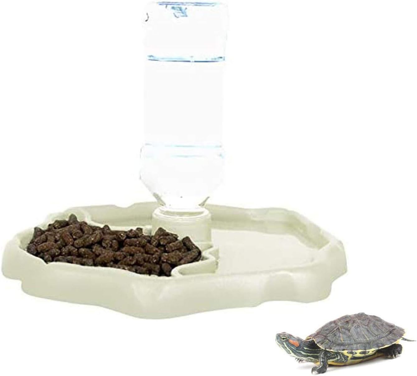 QIODAZOO Bowls for Reptiles Amphibians Tortoise Accessories 2 IN 1 Reptile Feeding Dish Automatic Dispenser Tortoise Water Dish