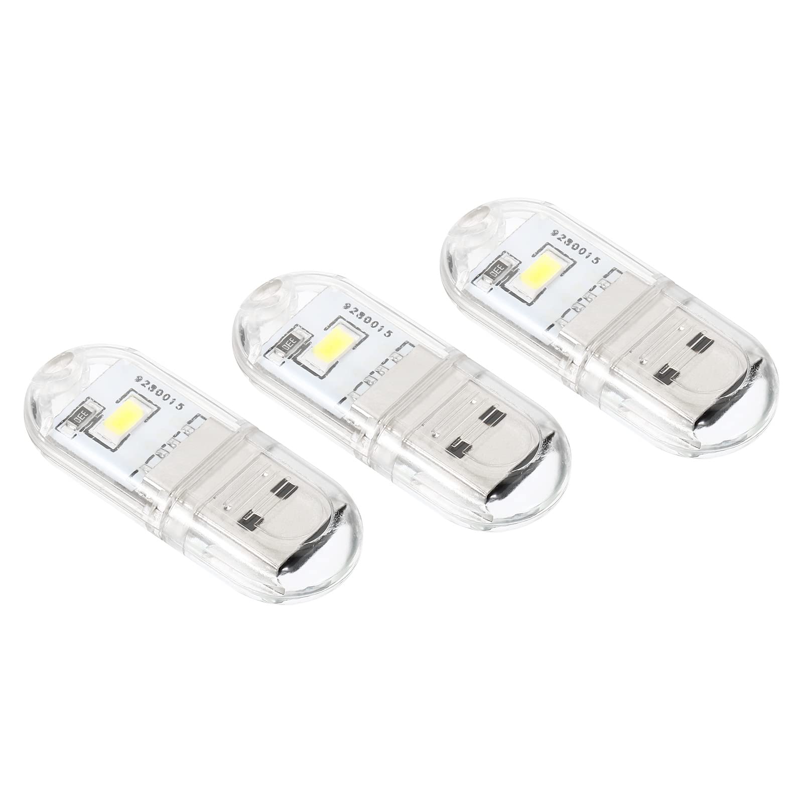 PATIKIL USB Night Light, 3 Pack Portable Plug-in Mini LED Lamp Stick 2 Beads for Home Decor Reading Sleeping Camping, White