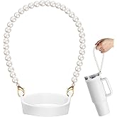 SiliFine Silicone Water Bottle Handle Holder with Pearl Strap Compatible with Stanley Cup Accessories Charms Sling Water Bottle Carrier Holde Fits Most 8-40 oz Tumbler Gift for Woman