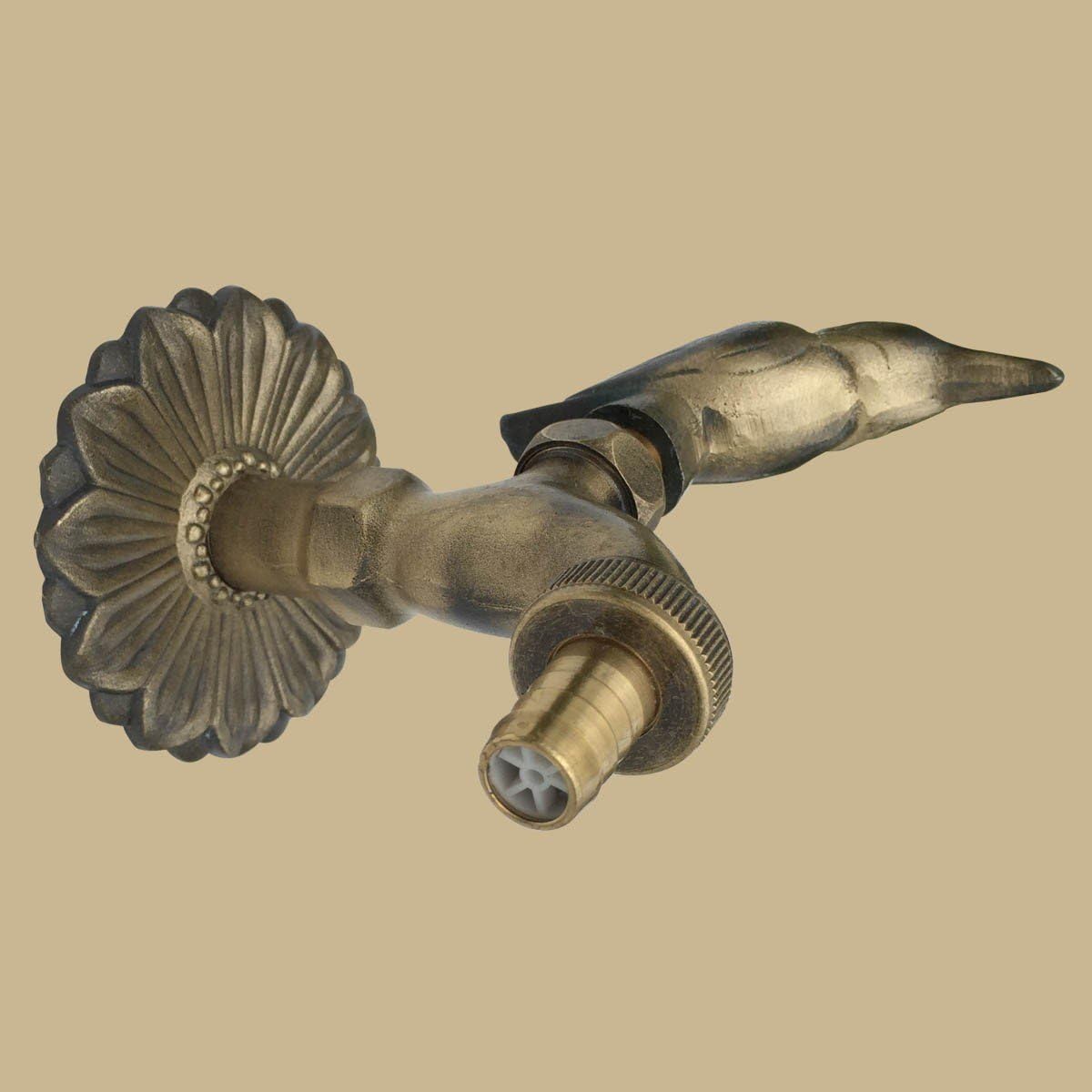 Outdoor Faucet Bird Spigot Solid Brass Antique Finish Garden Tap Bibcock Hose Not Included : Garden & Outdoor