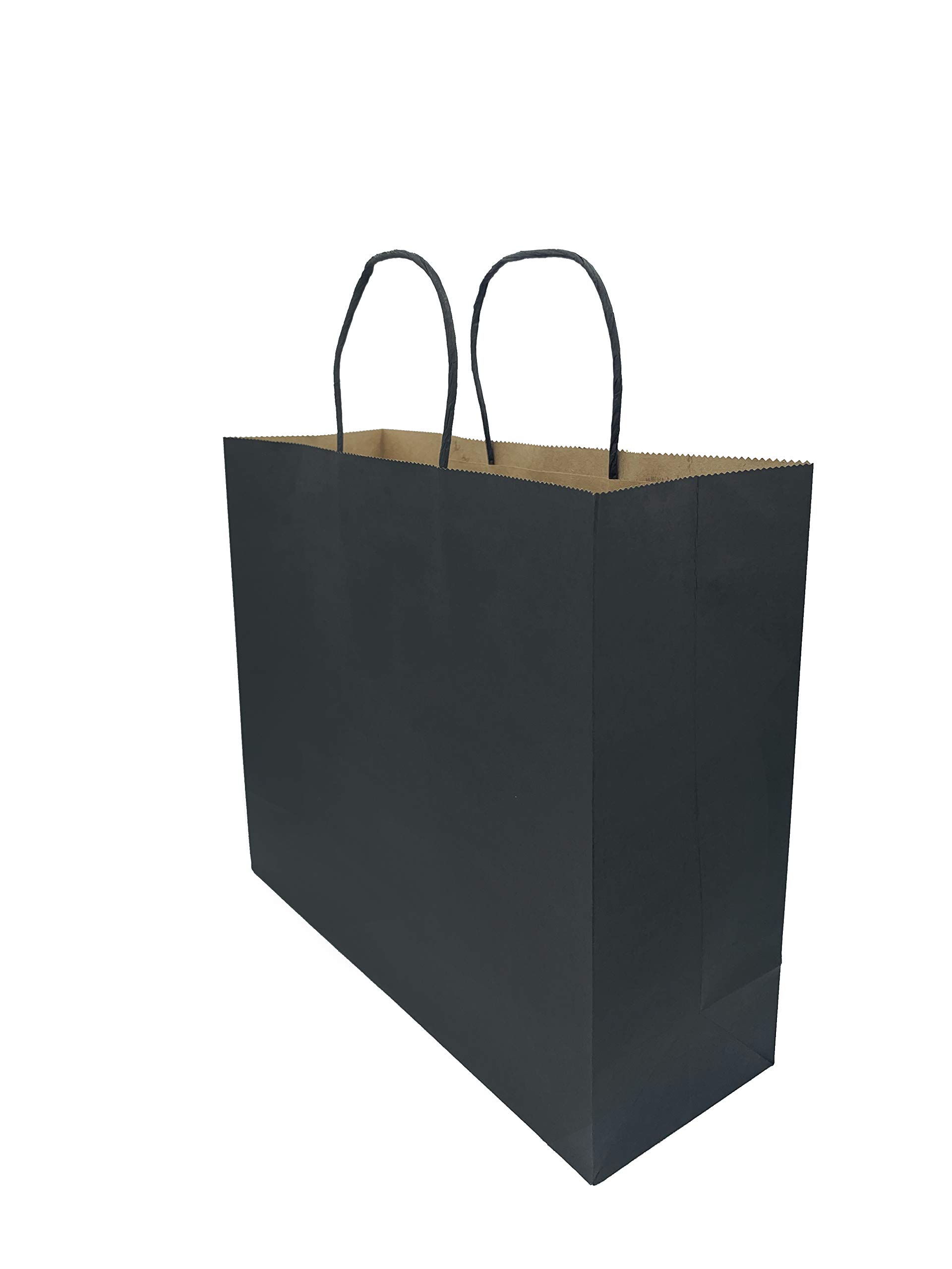 Pack of 6 Horizontal Paper Gift Bags Plain Colour 32 x 27 x 11 cm (Black)