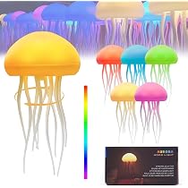 Faithorse Jellyfish Lamp Night Light - 6 Color Changing Mood Lamp With Floating Jellyfish