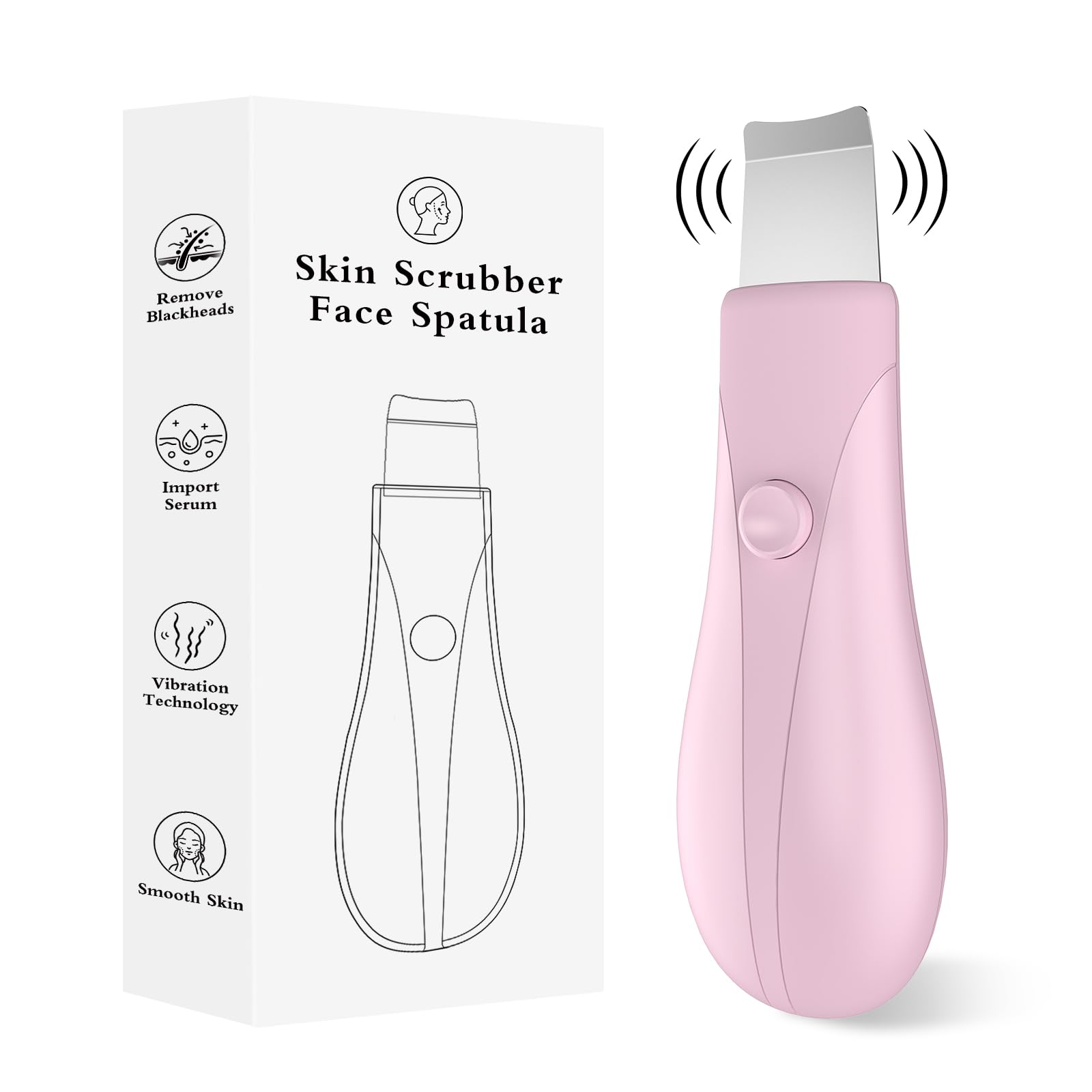 Photo 1 of Dual-Mode Blackhead Remover Tools- Skin Scrubber Face Spatula | Battery/Handheld Face Scraper for Deep Cleansing, Skin Care Tool for Men and Women (Pink)