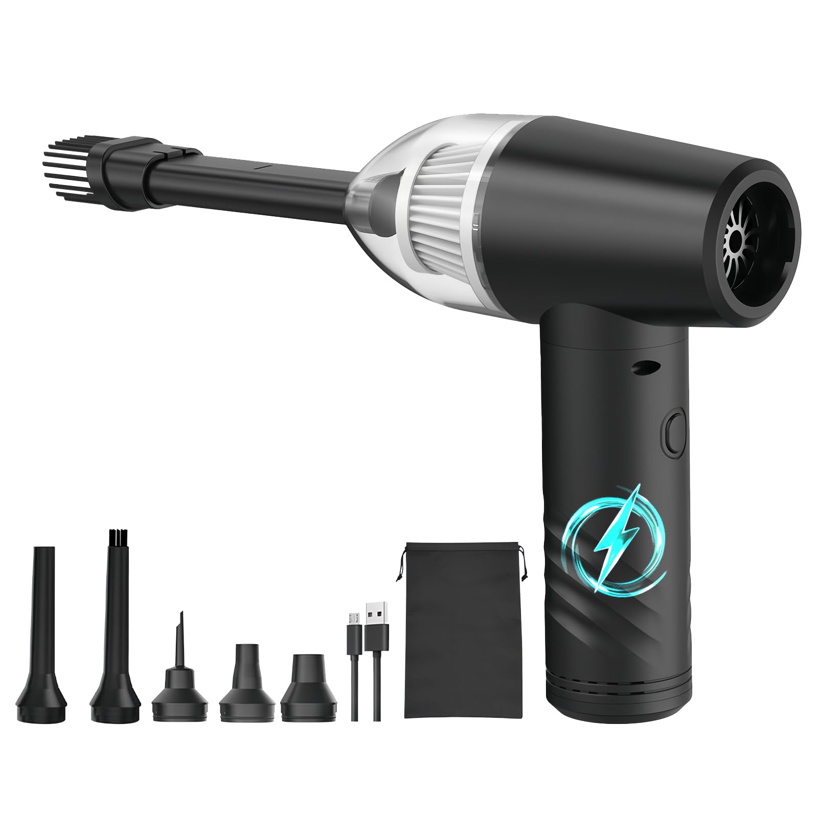 Photo 1 of DGXWLLW Electric Compressed Air Duster, 3 Gear Adjustable 120000 RPM Air Blower, 6000 mAh Rechargeable Cordless Air Duster for PC, Air Mattress Beds, Swimming Ring, Replace Compressed Air Can