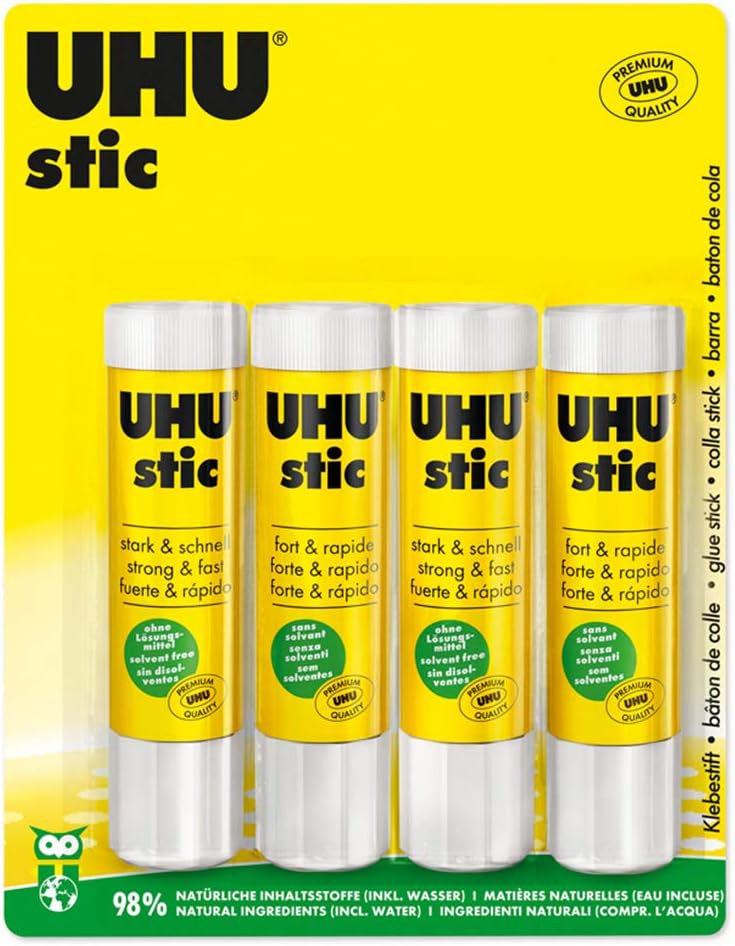 UHU STIC 4X21G*30, Yellow White, 4 x 21g stics