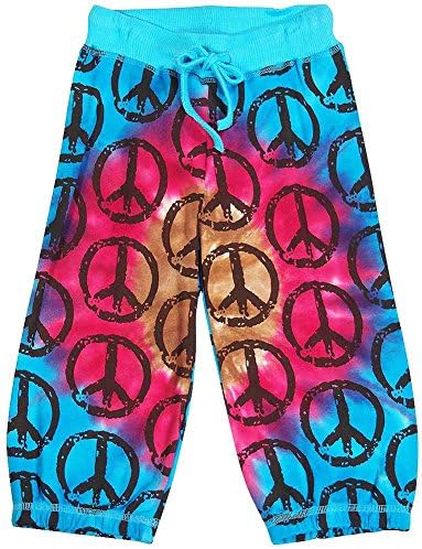 Celeb Kids - Little Girls Peace Tie Dye Capri Pant, Turquoise, Multi 37698-6X