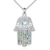 SDOPIR Hamsa Hand Necklace Sterling Silver Tree of Life Pendant Necklace Hand of Fatima Jewelry Gifts for Women
