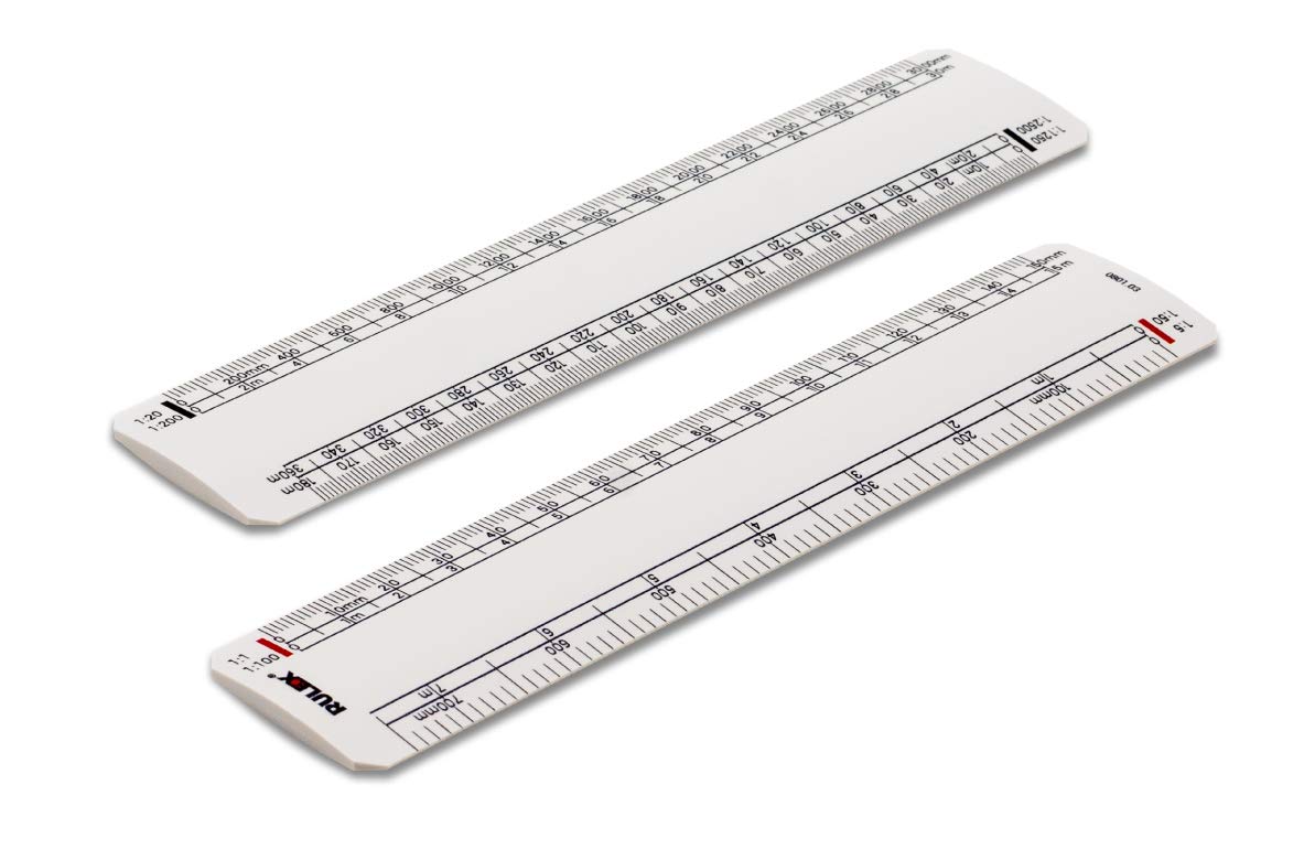 Rulex 15cm 6 inch Flat Oval Metric Scale Ruler 1:1 1:100 1:5 1:50/1:20 1:200 1:1250 1:2500 - UK manufactured