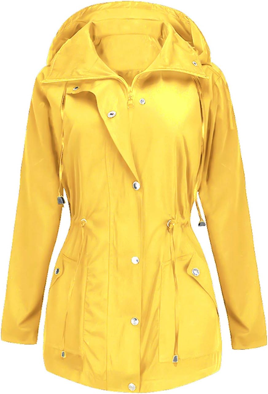 Rain Jacket Women Waterproof with Hood Lightweight Raincoat Outdoor Windbreaker
