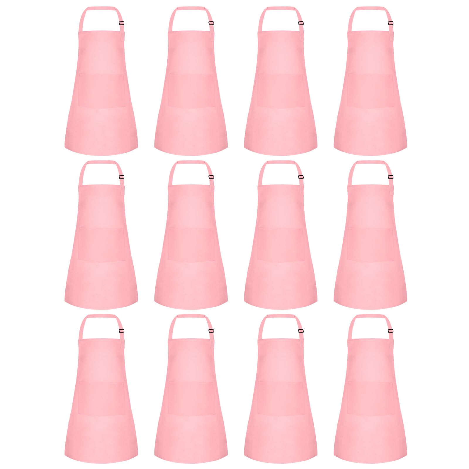 Morcheiong 12 Pack Adjustable Kids Apron Bulk with 2 Pockets Toddler Apron Kids Painting Aprons for Cooking Baking Paiting Boys Girls (Pink)