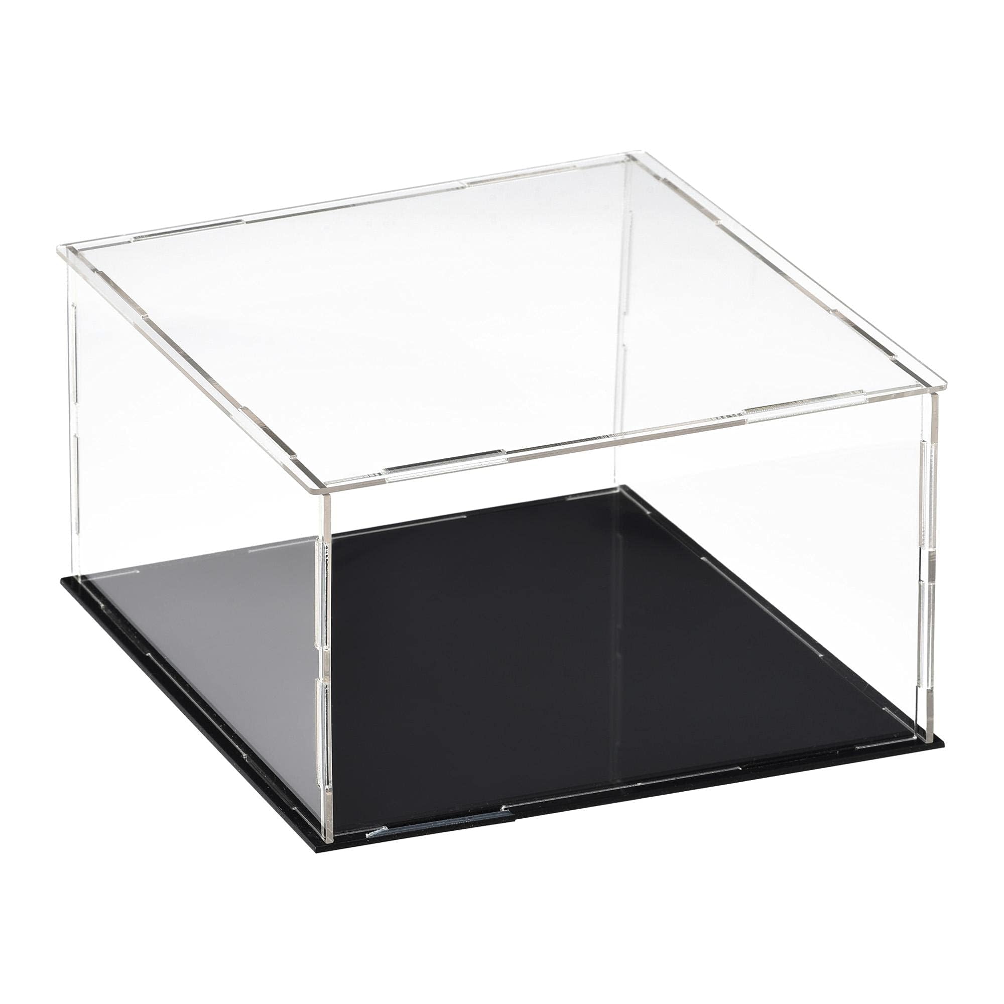TA-VIGOR Acrylic Clear Display Case, 20 x 20 x 10cm Assemble Countertop Box Cube Organizer Stand Dustproof Protection Showcase with Black Base for Action Figures Toys Collectibles Home Storage — image 1