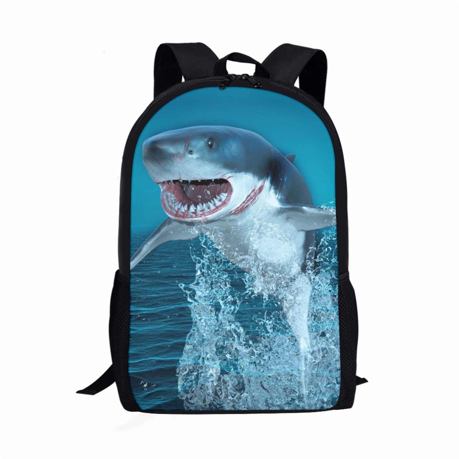 HUIACONG Surf Shark Backpack for Boys Rucksack Big Capacity School Bags Teen Girls Primary Junior Bookbag with Side Pocket,Childrens Travel Bagpacks Lightweight