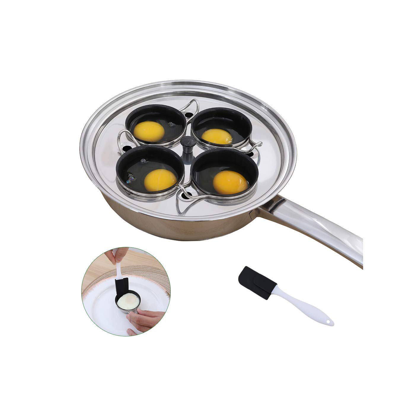 Photo 1 of (Used)(see images) Egg Poacher Pan - Stainless Steel Poached Egg Cooker – Perfect Poached Egg Maker – Induction Cooktop Egg Poachers Cookware Set 