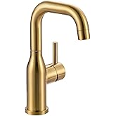 Bar Sink Faucet Single Hole: ARCORA Brushed Gold Wet Bar Faucets - Prep Sink Faucet 360 Swivel - Small Kitchen Bathroom Faucet with cUPC Supply Lines