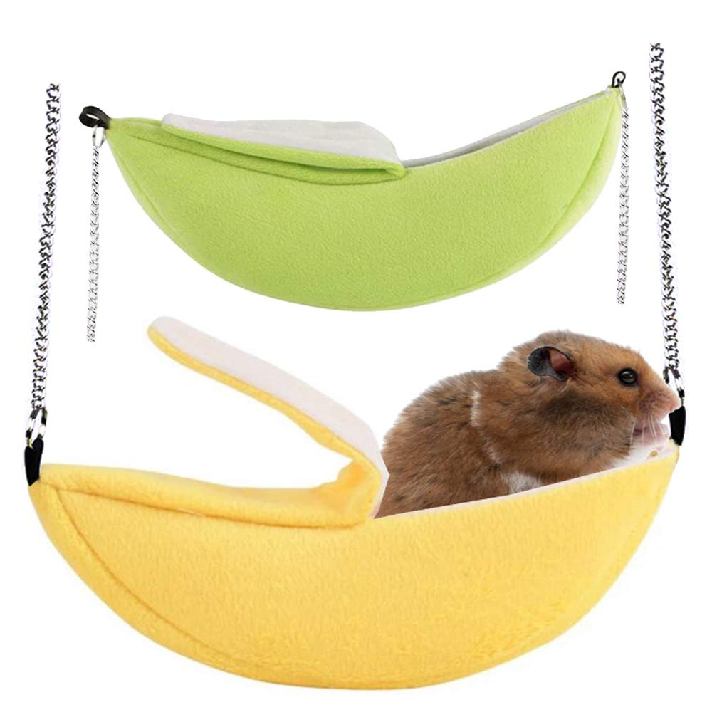 Famhome Banana Hamster Bed, House Hammock Small Animal Bed House Cage Nest Hamster Accessories (Banana-2pcs)