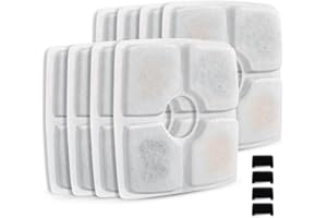 Comsmart Pet Fountain Filter Set, 3 Triple Filtration System Replacement Cat Water Fountain Filters for Square 84oz/2.5L Automatic Pet Fountain Cat Water Fountain (Pack of 8)